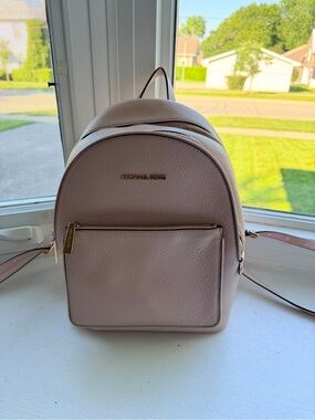 MICHAEL KORS Light Blush Pink Pebbled Leather Backpack with Gold Hardware